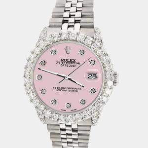 Rolex Custom Orchid Pink 2.95ct Diamond Stainless Steel Datejust Automatic Women's Wristwatch 31 mm
