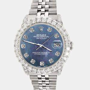 Rolex Custom Black 2.95ct Diamond Stainless Steel Datejust Automatic Women's Wristwatch 31 mm