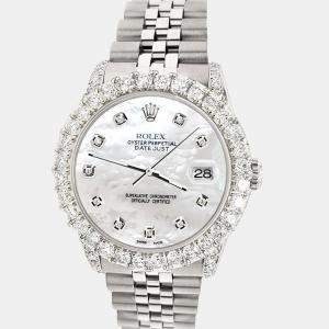 Rolex Custom White MOP 2.95ct Diamond Stainless Steel Datejust Automatic Women's Wristwatch 31 mm