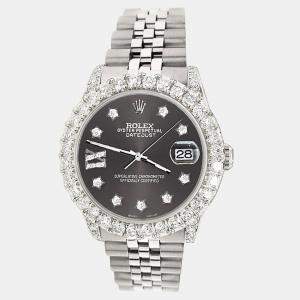 Rolex Custom Rhodium 2.95ct Diamond Stainless Steel Datejust Automatic Women's Wristwatch 31 mm
