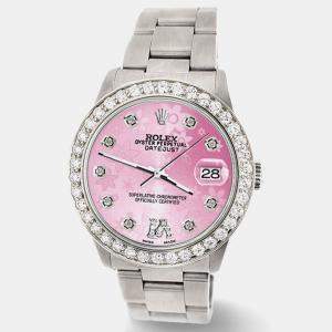 Rolex Custom Pink 1.62ct Diamond Stainless Steel Datejust Automatic Women's Wristwatch 31 mm