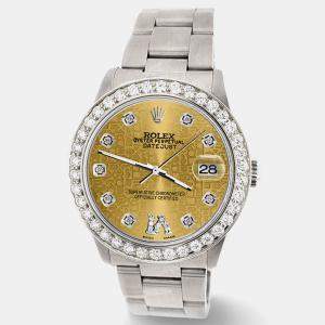Rolex Custom Champagne 1.62ct Diamond Stainless Steel Datejust Automatic Women's Wristwatch 31 mm