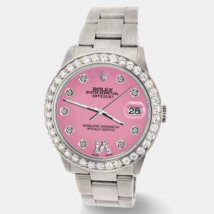 Rolex Custom Pink 1.62ct Diamond Stainless Steel Datejust Automatic Women's Wristwatch 31 mm