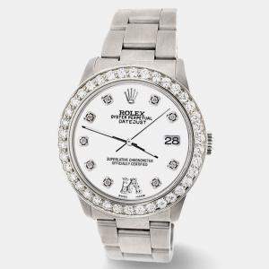 Rolex Custom White 1.62ct Diamond Stainless Steel Datejust Automatic Women's Wristwatch 31 mm