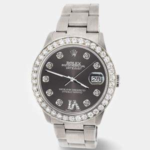Rolex Custom Rhodium Grey 1.62ct Diamond Stainless Steel Datejust Automatic Women's Wristwatch 31 mm