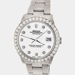 Rolex Custom White 1.62ct Diamond Stainless Steel Datejust Automatic Women's Wristwatch 31 mm