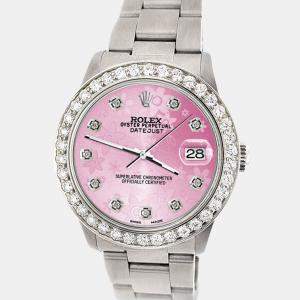 Rolex Custom Pink 1.62ct Diamond Stainless Steel Datejust Automatic Women's Wristwatch 31 mm