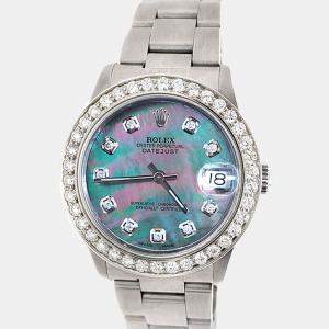 Rolex Custom Tahitian 1.62ct Diamond Stainless Steel Datejust Automatic Women's Wristwatch 31 mm