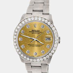 Rolex Custom Champagne 1.62ct Diamond Stainless Steel Datejust Automatic Women's Wristwatch 31 mm