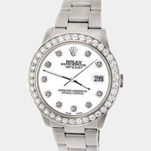 Rolex Custom White 1.62ct Diamond Stainless Steel Datejust Automatic Women's Wristwatch 31 mm