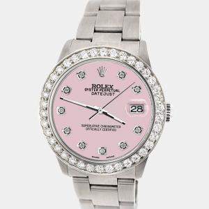 Rolex Custom Orchid Pink 1.62ct Diamond Stainless Steel Datejust Automatic Women's Wristwatch 31 mm