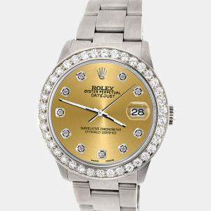 Rolex Custom Champagne 1.62ct Diamond Stainless Steel Datejust Automatic Women's Wristwatch 31 mm