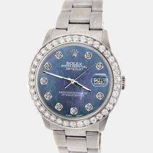 Rolex Custom Black 1.62ct Diamond Stainless Steel Datejust Automatic Women's Wristwatch 31 mm