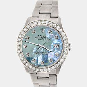 Rolex Custom Tahitian Blue 1.62ct Diamond Stainless Steel Datejust Automatic Women's Wristwatch 31 mm
