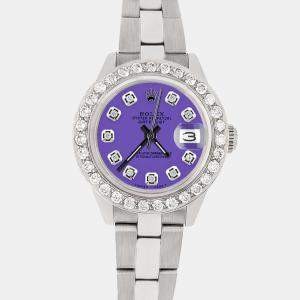 Rolex Custom Lavender 1.3CT Diamond Stainless Steel Datejust  Automatic Women's Wristwatch 26mm