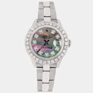 Rolex Custom Tahitian MOP 1.3CT Diamond Stainless Steel Datejust  Automatic Women's Wristwatch 26mm