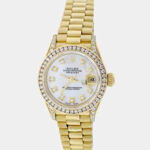 Rolex Customised  Diamond 18K Yellow Gold President Datejust 69178 Automatic Women's Wristwatch 26MM