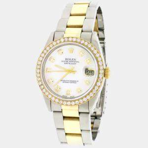 Rolex Customised White MOP Diamond 18K Yellow Gold Stainless Steel Datejust  Automatic Women's Wristwatch 31mm