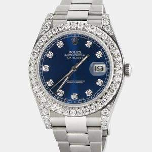 Rolex Customised Royal Blue 4.5CT Diamond Stainless Steel Datejust II  Automatic Men's Wristwatch 41mm