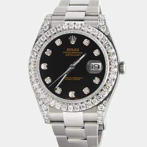 Rolex Customised Black 4.5CT Diamond Stainless Steel Datejust II  Automatic Men's Wristwatch 41mm