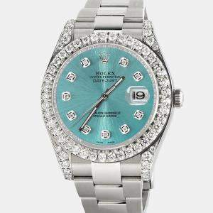 Rolex Customised Ice Blue 4.5CT Diamond Stainless Steel Datejust II  Automatic Men's Wristwatch 41mm
