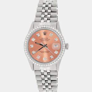 Rolex Customised Brown 1.1CT Diamond Stainless Steel Datejust  Automatic Men's Wristwatch 36mm