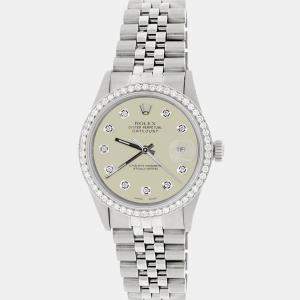 Rolex Customised White 1.1CT Diamond Stainless Steel Datejust  Automatic Men's Wristwatch 36mm