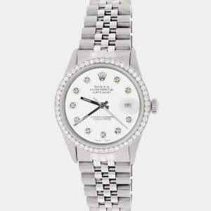 Rolex Customised White 1.1CT Diamond Stainless Steel Datejust  Automatic Men's Wristwatch 36mm