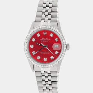 Rolex Customised Royal Red MOP 1.1CT Diamond Stainless Steel Datejust  Automatic Men's Wristwatch 36mm