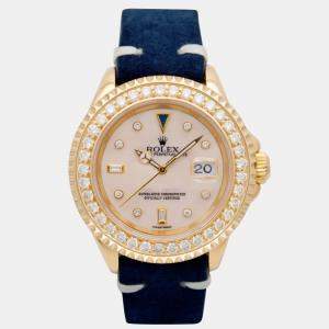 Rolex Customised Red 3.25CT Diamond 18K Yellow Gold Yacht-Master 16628 Automatic Men's Wristwatch 40mm