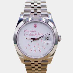 Rolex Silver Stainless Steel Datejust 126300 Automatic Men's Wristwatch 41mm