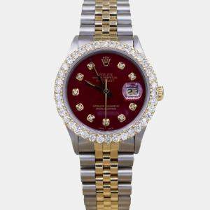 Rolex Silver Diamond 18K Yellow Gold Datejust  Automatic Men's Wristwatch 36mm