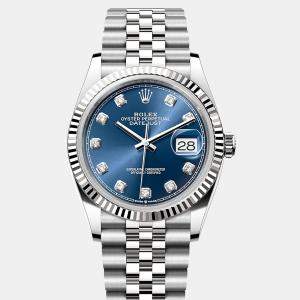 Pre Owned Rolex Datejust 126234-0037 Automatic Blue Diamond Stainless Steel Women’s Wristwatch 36 mm