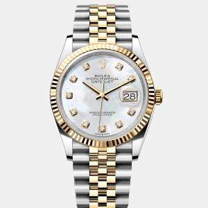 Pre Owned Rolex Datejust 126233-0023 Automatic Mother of Pearl Diamond 18K Yellow Gold Stainless Steel Women’s Wristwatch 36 mm