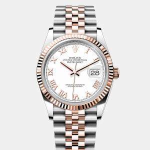 Pre Owned Rolex Datejust 126231-0015 Automatic White 18K Rose Gold Stainless Steel Women’s Wristwatch 36 mm