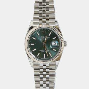 Pre Owned Rolex Datejust 126234-0051 Automatic Green Stainless Steel Women’s Wristwatch 36 mm