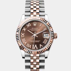 Pre Owned Rolex Datejust 278271-0004 Automatic Chocolate Diamond 18K Rose Gold Stainless Steel Women’s Wristwatch 31 mm
