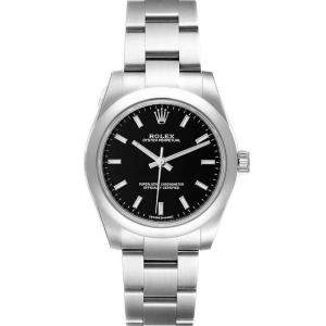 Rolex Black Stainless Steel Oyster Perpetual 177200 Women's Wristwatch 31 MM