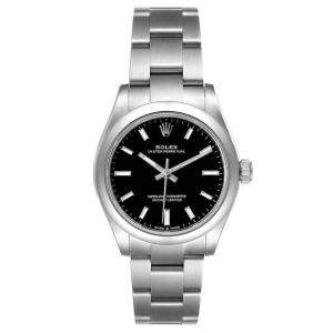 Rolex Black Stainless Steel Oyster Perpetual Automatic 277200 Women's Wristwatch 31 MM
