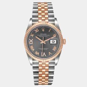 Rolex Grey 18k Rose Gold Stainless Steel Datejust 126231 Women's Wristwatch 36 mm