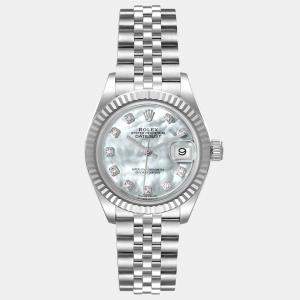 Rolex Diamond MOP 18K White Gold And Stainless Steel Datejust 279174 Women's Wristwatch 28 mm