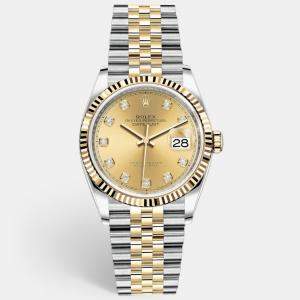Rolex Champagne Dial Diamond Markers Datejust Jubilee 36 mm 