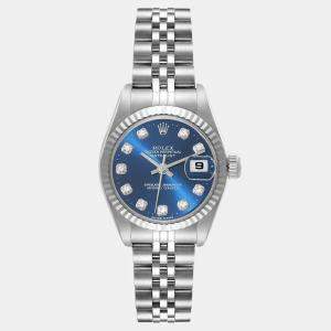 Rolex Datejust Blue Diamond Dial White Gold Steel Ladies Watch 26.0 mm