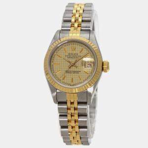 Rolex Champagne 18k Yellow Gold Stainless Steel Datejust 69173 Automatic Women's Wristwatch 26 mm