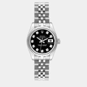 Rolex Datejust Steel White Gold Black Diamond Dial Ladies Watch 26.0 mm