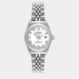 Rolex Datejust Steel White Gold Roman Numeral Ladies Watch 79174