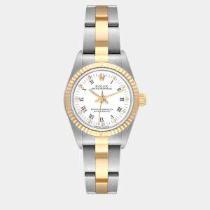 Rolex Oyster Perpetual Steel Yellow Gold White Dial Ladies Watch 76193