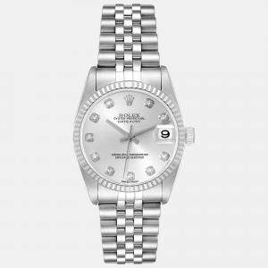 Rolex Datejust Midsize Steel White Gold Diamond Dial Watch 31 mm