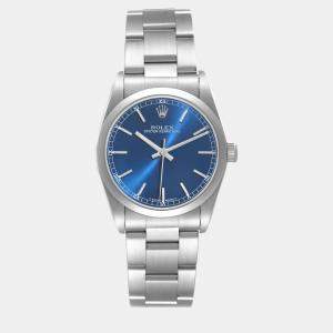 Rolex Oyster Perpetual Midsize 31 Steel Blue Dial Ladies Watch 77080