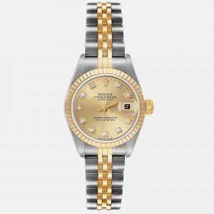 Rolex Datejust Steel Yellow Gold Diamond Dial Ladies Watch 69173